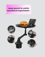 Araç Bardaklık Tepsisi 360° Dönebilen Kol Ayarlı Geniş Yemek Alanlı - Görsel 3