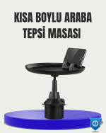 360° Döner Araç Bardaklık Tepsisi Geniş Yemek Alanlı Telefon Standlı - Görsel 5