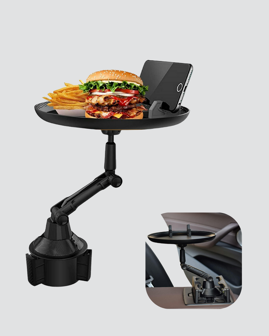 1242902_8-56.png 360° Döner Araç Bardaklık Tepsisi Geniş Yemek Alanlı Telefon Standlı - Görsel 1