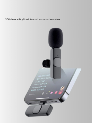 Çift Mikrofonlu Kablosuz Kayıt Seti iPhone Uyumlu Mini Mikrofon