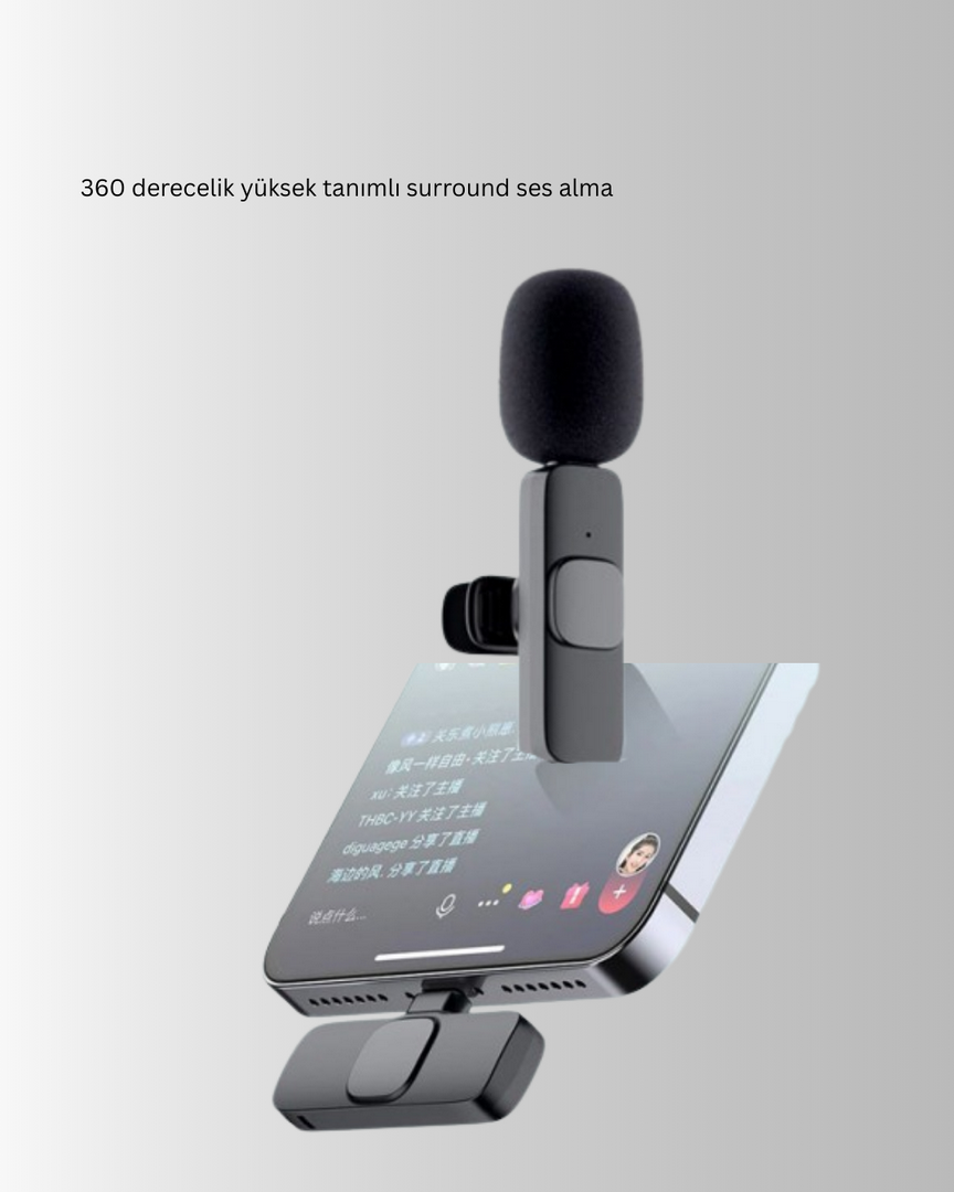 1243288_7-239.png iPhone İçin Çift Mikrofonlu Telsiz Yaka Mikrofonu 360 Derece HD Ses - Görsel 1