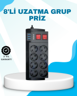Isıya Dayanıklı Termal Akım Korumalı 8'li Priz ve 3 USB Girişli Uzatma Kablosu - Görsel 5