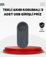 Akım Korumalı USB’li Priz – Güçlü 2500W, Isı ve Çocuk Koruması - Görsel 5