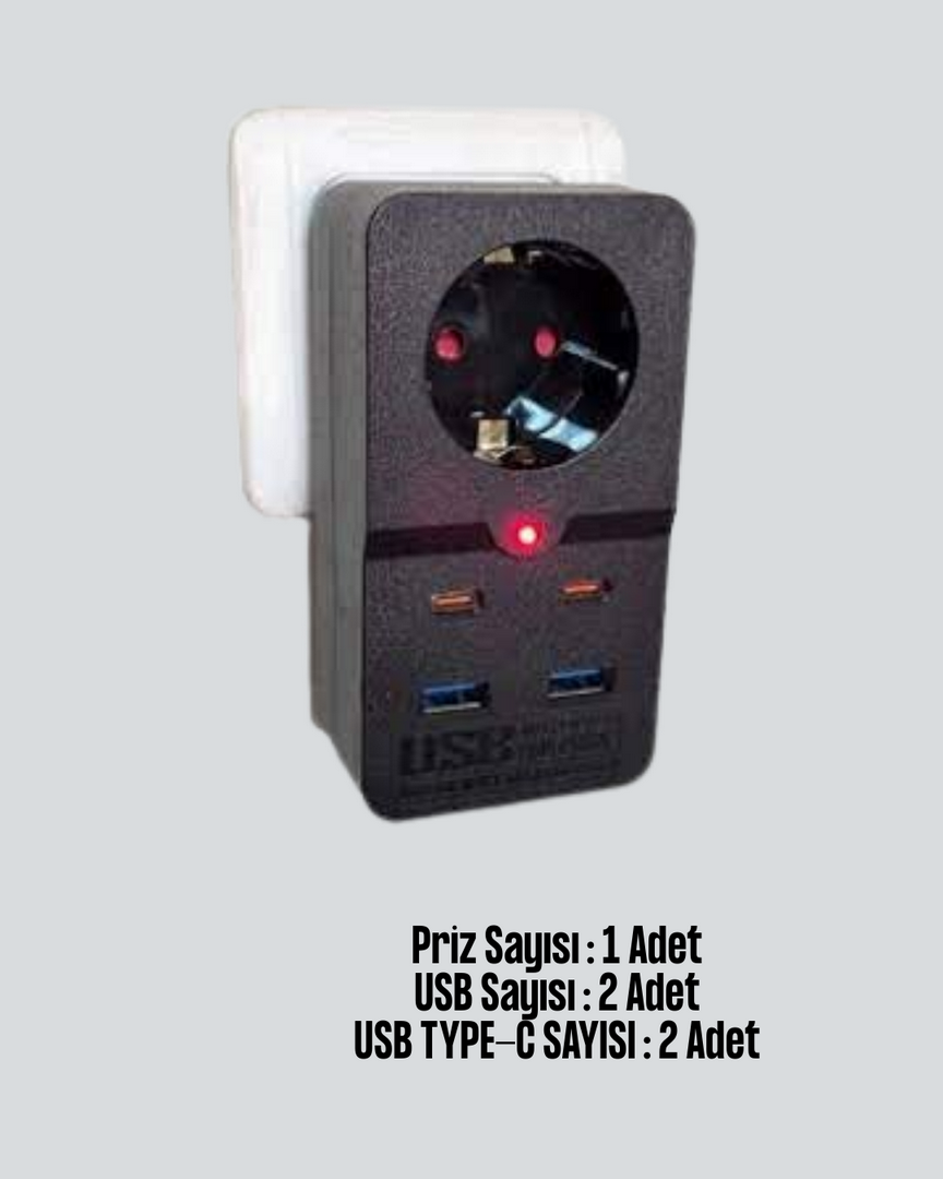 1244427_7-39.png Tip Akım Koruma Prizi 10A 2500W USB Type C Destekli - Görsel 1