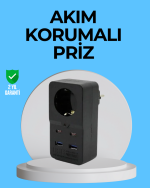 Termal Korumalı Priz Otomatik Çocuk Kilidi 4 USB Type C - Görsel 5