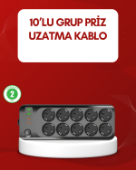 USB Type-C Destekli 10’lu Grup Priz Termal Korumalı 2m Kablo 2500W - Görsel 5