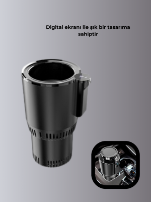 Dijital Ekranlı Akıllı Bardaklık Araç İçi Termal Isıtıcı Soğutucu