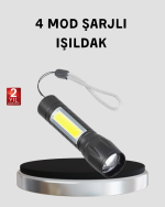 Ultra Dayanıklı 4 Mod Şarjlı Işıldak | Suya ve Darbeye Dayanıklı | 100.000 Saat LED Ömrü - Görsel 9