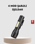 Profesyonel 4 Modlu Şarjlı El Feneri | 1300 mAh Batarya | Cree LED Teknolojisi - Görsel 9