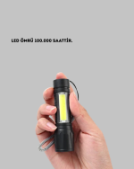 Profesyonel 4 Modlu Şarjlı El Feneri | 1300 mAh Batarya | Cree LED Teknolojisi - Görsel 8