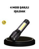 4 Mod Şarjlı Işıldak | Ultra Güçlü Cree LED | Su Geçirmez Alüminyum Gövde - Görsel 10