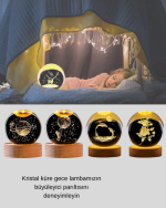 LED Işıklı Yunus Küre Ahşap Standlı Modern Dekoratif Aksesuar - Görsel 2