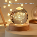 USB Bağlantılı Işıklı Kristal Küre Modern Ahşap Tabanlı Dekor - Görsel 5