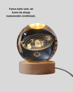 USB Bağlantılı Işıklı Kristal Küre Modern Ahşap Tabanlı Dekor - Görsel 2