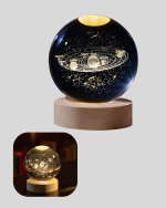 USB Bağlantılı Işıklı Kristal Küre Modern Ahşap Tabanlı Dekor - Görsel 3