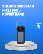 80000 mAh Yüksek Kapasiteli Powerbank Göstergeli Solar Şarj Cihazı - Görsel 5