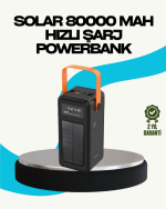 80000 mAh Güneş Enerjili Powerbank 4 Kablolu Type C Lightning Micro USB - Görsel 5