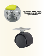 6 cm Kilitsiz Masa Ayağı Tekerleği 4’lü Set Çok Amaçlı - Görsel 3