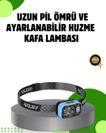 53 Modlu Süper Parlak LED Kafa Lambası Type C Şarjlı Güç Göstergeli - Görsel 5