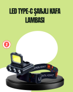 800 Lumen Çok Fonksiyonlu LED Kafa Lambası Type C Şarjlı - Görsel 5
