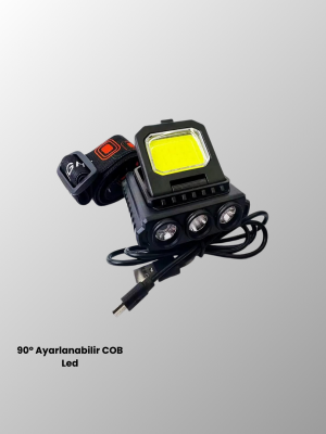 USB Şarjlı Kafa Feneri 800 Lumen Ayarlanabilir COB ve XPE LED