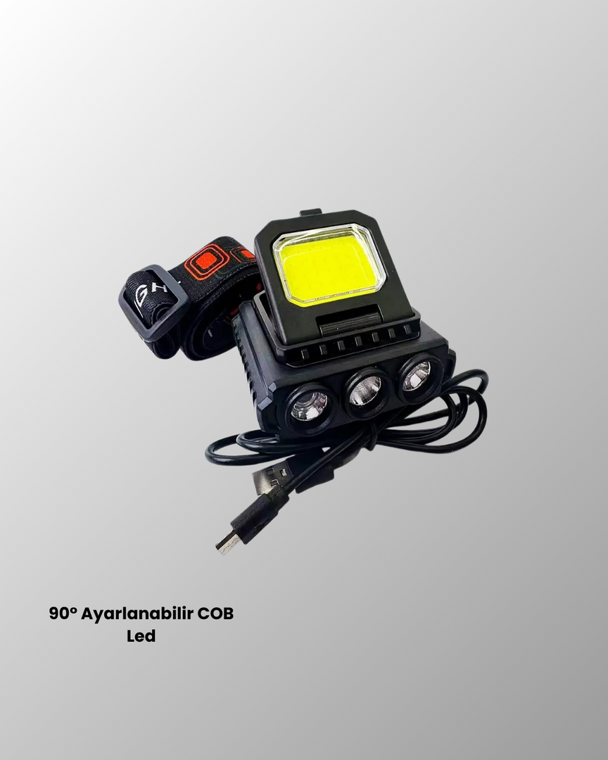 1247495_7-84.png USB Şarjlı Kafa Feneri 800 Lumen Ayarlanabilir COB ve XPE LED - Görsel 1