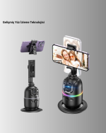 Sosyal Medya İçerikleri İçin Otomatik Yüz Takipli 360° Döner Gimbal Stand - Görsel 3