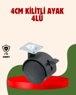 4 cm Kilitli Döner Ayak 4 Adet Sehpa ve Mobilya Ayağı - Görsel 5