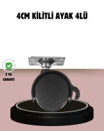 Kilitli 4 cm Tekerlek Ayak 4’lü Set Zemin Koruyucu - Görsel 5