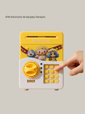 ATM Tasarımlı Sarı Işıklı Sesli Elektronik Kumbara
