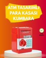 ATM Görünümlü Kırmızı Elektronik Şifreli Kumbara - Görsel 5