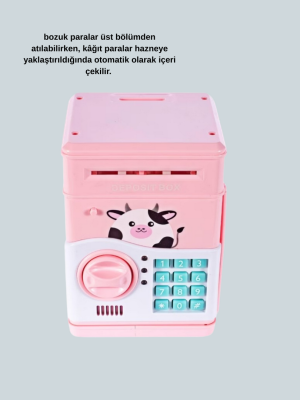 Çocuklar İçin Pembe ATM Görünümlü Elektronik Kumbara