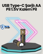 Yüksek Performanslı AA USB Şarjlı Lityum Pil | 1.5V Sabit Güç | 2’li Paket - Görsel 4