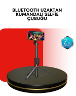 Dikey ve Yatay Çekim Destekli Selfie Stick Tripod - Görsel 5