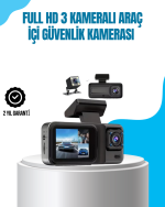 3 Kameralı Araç İçi Kayıt Cihazı 1080P Full HD Gece Görüşlü ve Wi-Fi Bağlantılı - Görsel 5