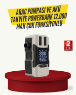 Araç Lastik Şişirme Pompası ve Akü Takviye Powerbank Bir Arada - Görsel 5