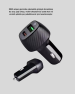 AUX Bluetooth Adaptör ve 38W Hızlı Araç Şarj Cihazı Seti