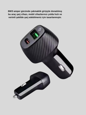 AUX Bluetooth Adaptör ve 38W Hızlı Araç Şarj Cihazı Seti