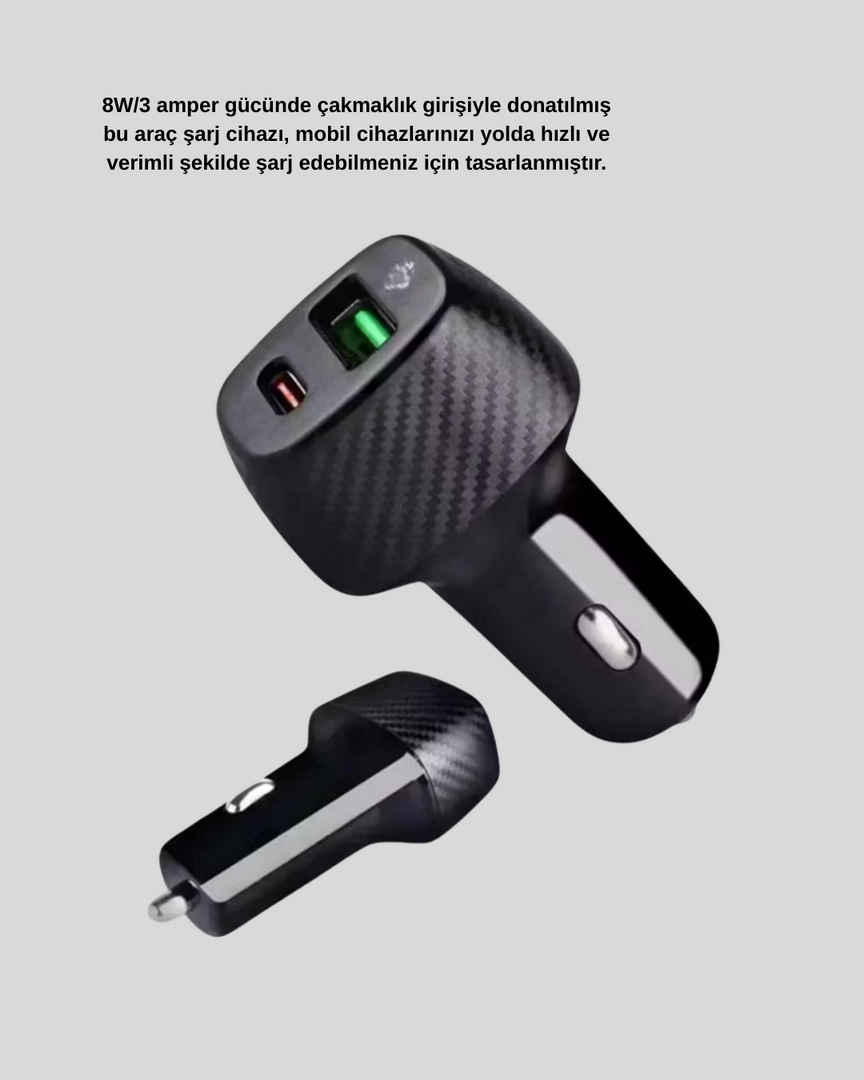 1251875_4-13.png AUX Bluetooth Adaptör ve 38W Hızlı Araç Şarj Cihazı Seti - Görsel 1