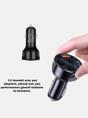 Araç İçi Telefon Tutucu + Quick Charge 3.0 Araç Şarj Cihazı Seti