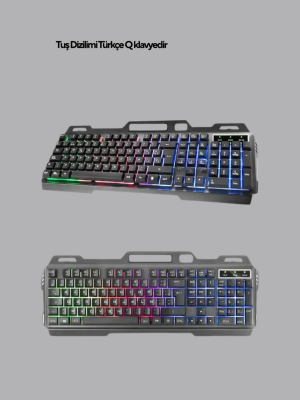 Işıklı Oyuncu Klavye Mouse ve Bluetooth Kulaklık Seti Türkçe Q USB