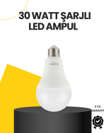 Yüksek Işık Güçlü Şarjlı LED Ampul E27 30W Enerji Tasarruflu - Görsel 5