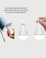 Yüksek Işık Güçlü Şarjlı LED Ampul E27 30W Enerji Tasarruflu - Görsel 2
