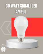 30W Şarjlı LED Ampul E27 Duy %80 Enerji Tasarruflu Soğuk Beyaz - Görsel 5