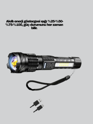 Güçlü LED El Feneri Şarj Edilebilir Çok Modlu