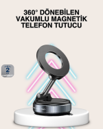 Güçlü Mıknatıslı Vakumlu Araç Telefon Tutucu Alüminyum Gövde - Görsel 5