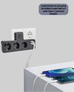 USB ve Type-C Portlu Anahtarlı Çoklu Priz Güç Ünitesi - Görsel 3