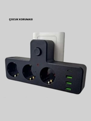 Masa Üstü Çoklu Priz USB ve Type-C Çıkışlı Güç Dağıtıcı