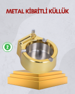 Paslanmaz Çelik Küllük Çakmaklı Masa Üstü Kullanım - Görsel 5