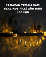 Pilli Ramazan ve Bayram LED Işık Zinciri Cami Temalı Dekoratif - Görsel 5